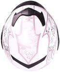 Motorcycle Combo - Youth Full Face White Pink Butterfly Helmet With Gloves