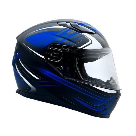 Adult Matte Blue Full Face Helmet w/ Retractable Sun Visor