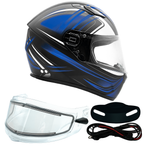 Adult Full Face 3x 4x Blue Snowmobile Helmet w/ Electric Heated Shield