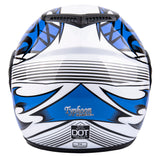 Motorcycle Combo - Youth Full Face Blue Helmet with Blue Gloves