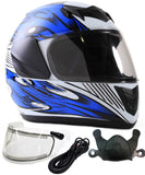 Blue Youth Full Face Snowmobile Helmet w/ Electric Shield