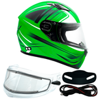 Adult Full Face 3x 4x Green Snowmobile Helmet w/ Electric Heated Shield