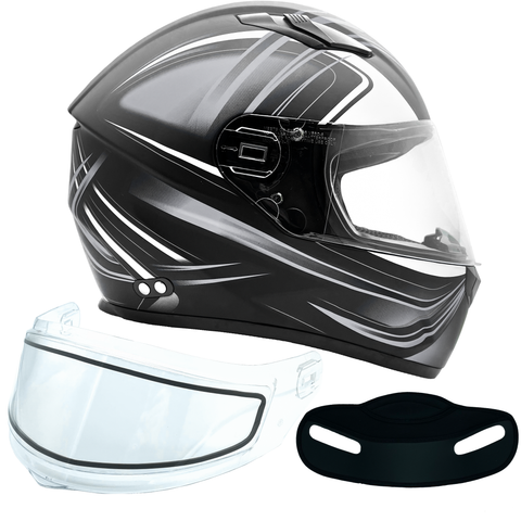 Adult 3x 4x Matte Gray Full Face Snowmobile Helmet w/ Double Pane Shield