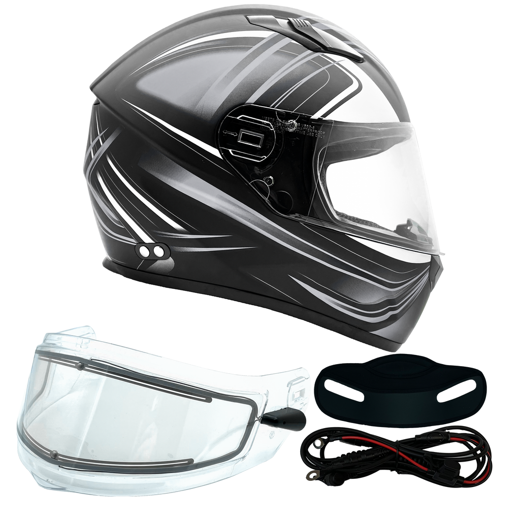3X 4X Adult Gray Snowmobile Helmet with Heated Shield Typhoon Helmets 3X 4X Adult Gray Snowmobile Helmet with Heated Shield Typhoon Helmets