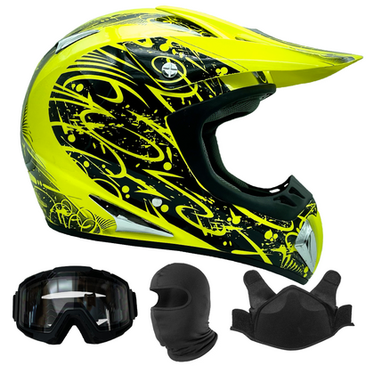 SnoCross Helmet Yellow Hi-Viz w/ Matte Black Goggles