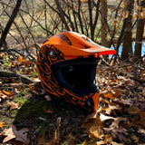 Adult Helmet Matte Orange Splatter with Black Goggles