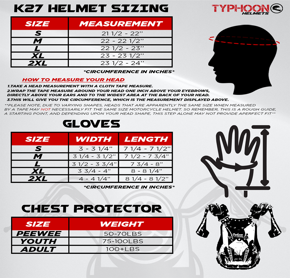 Youth atv helmet size best sale chart