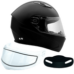 Adult 3x 4x Matte Black Full Face Snowmobile Helmet w/ Double Pane Shield