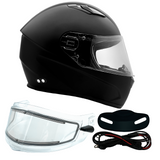 Matte Black Full Face HEATED Adult Helmet 4xl - FACTORY SECOND