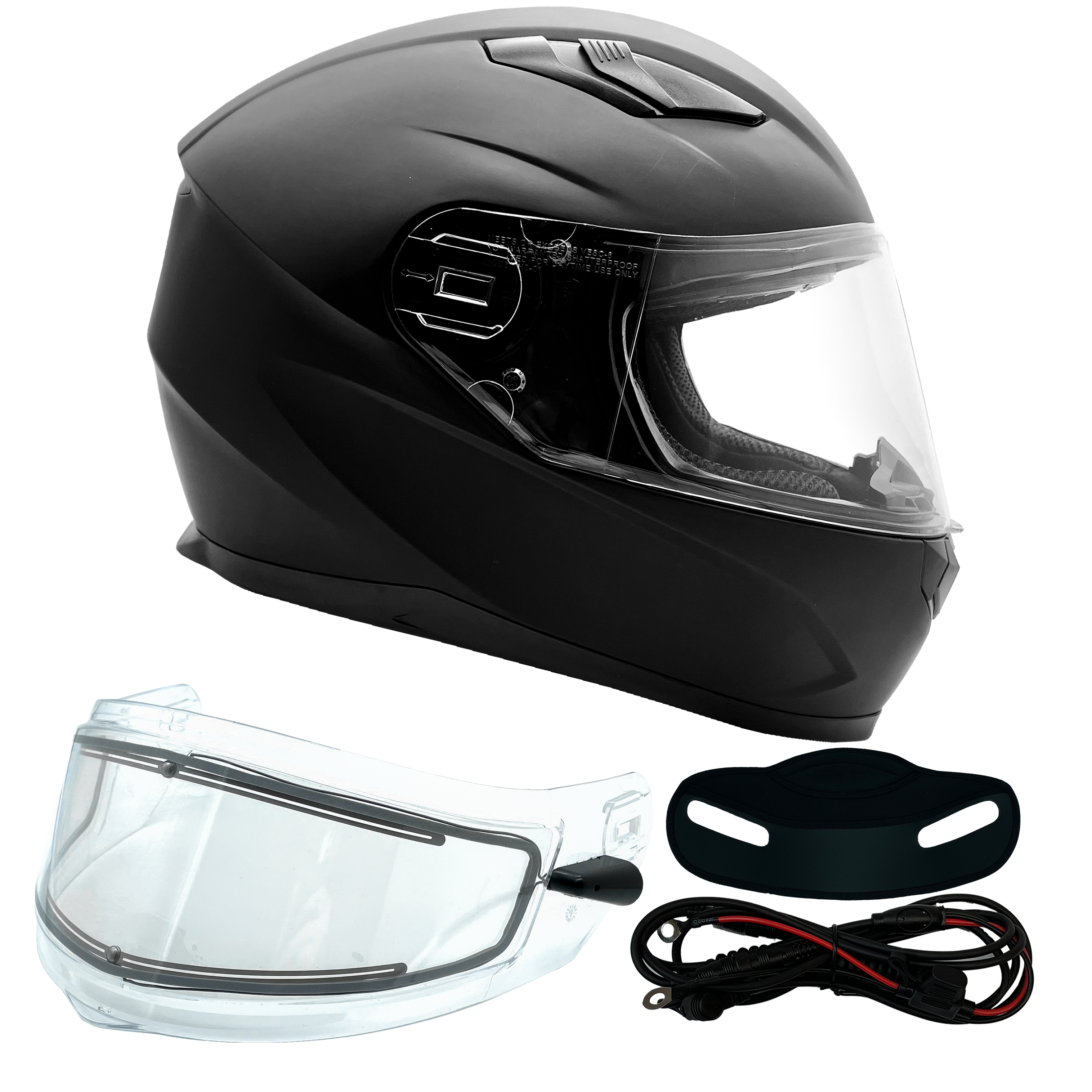 Adult Snowmobile Helmet Matte Black with Heated Shield from Typhoon S
