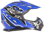 Youth Dirt Bike Helmet Combo Blue w/ Blue Goggles