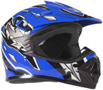 Blue Helmet, Gloves, Goggles & Pee-Wee Chest Protector