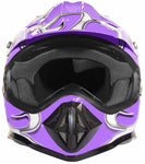 Youth Purple Helmet, Black Gloves Goggles & Peewee Chest Protector