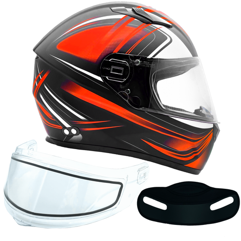 Adult 3x 4x Matte Orange Full Face Snowmobile Helmet w/ Double Pane Shield