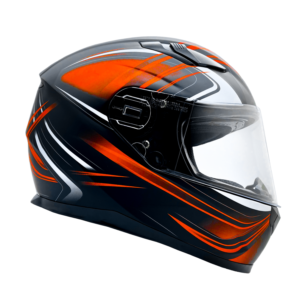 Orange XS Adult Full Face Helmet w Retractable Sun Visor