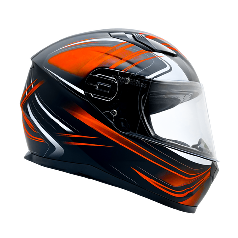 Typhoon Adult Full Face Motorcycle Helmet w/Drop Down Sun Shield (Matte Orange, X Small) Size 21 - 21 1/2"