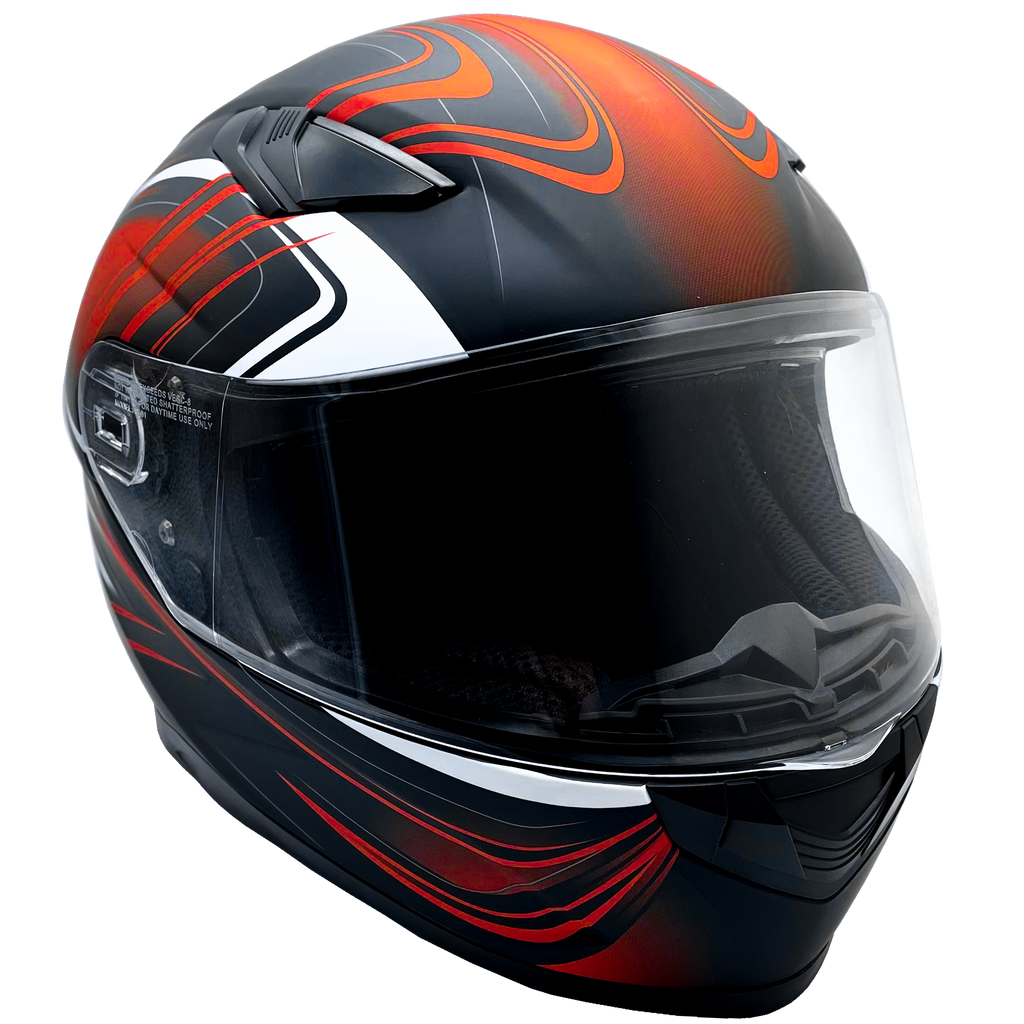 Orange Adult Full Face Helmet w/ Retractable Sun Visor Orange Adult Full Face Helmet w/ Retractable Sun Visor