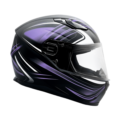 Adult Matte Purple Full Face Helmet w/ Retractable Sun Visor