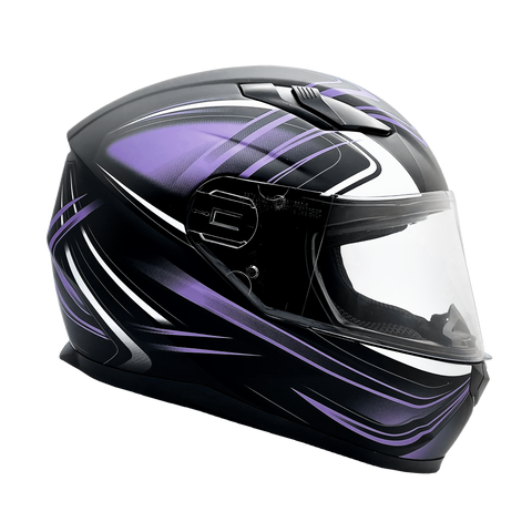 Adult Full Face Motorcycle Helmet w/Drop Down Sun Shield (Matte Purple, X Small) Size 21 - 21 1/2"