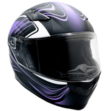 Typhoon Adult Full Face Motorcycle Helmet w/Drop Down Sun Shield (Matte Purple, X Small) Size 21 - 21 1/2"