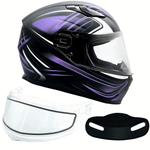 Adult Purple Full Face Snowmobile Helmet w/ Double Pane Shield