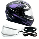 Adult Full Face Purple Snowmobile Helmet w/ Electric Heated Shield