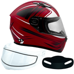 Adult 3x 4x Matte Red Full Face Snowmobile Helmet w/ Double Pane Shield