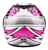 Motorcycle Combo - Youth Full Face Pink Helmet with Black Gloves