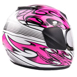 Motorcycle Combo - Youth Full Face Pink Helmet with Black Gloves