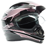 Dual Sport Pink Helmet Combo w/ Black Gloves XXL