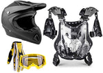 Matte Black Helmet, Yellow Gloves, Goggles & Adult Chest Protector