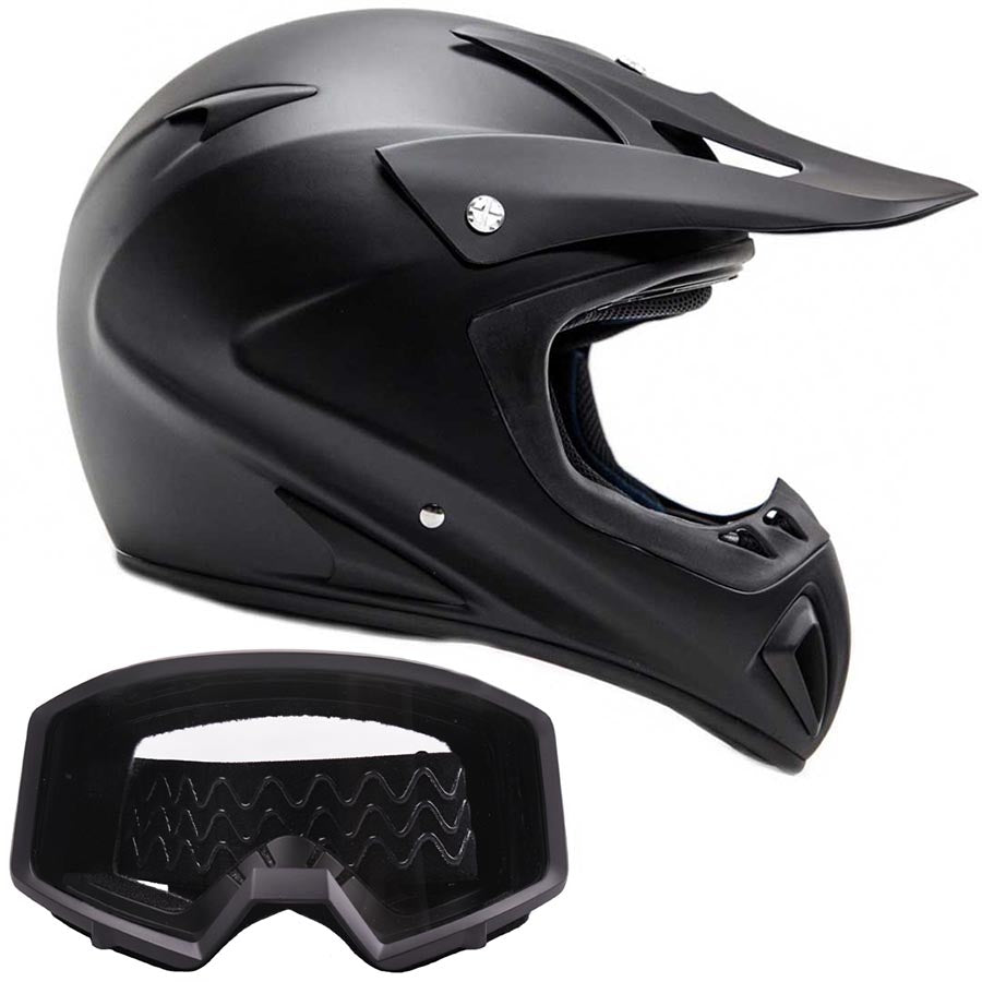 Adult TYPHOON OFFROAD ATV MOTOCROSS Helmet Black with Black Goggles Typhoon Helmets Adult TYPHOON OFFROAD ATV MOTOCROSS Helmet Black with Black Goggles Typhoon Helmets