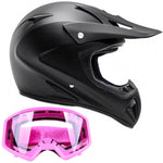 Adult Helmet Matte Black with Pink Goggles