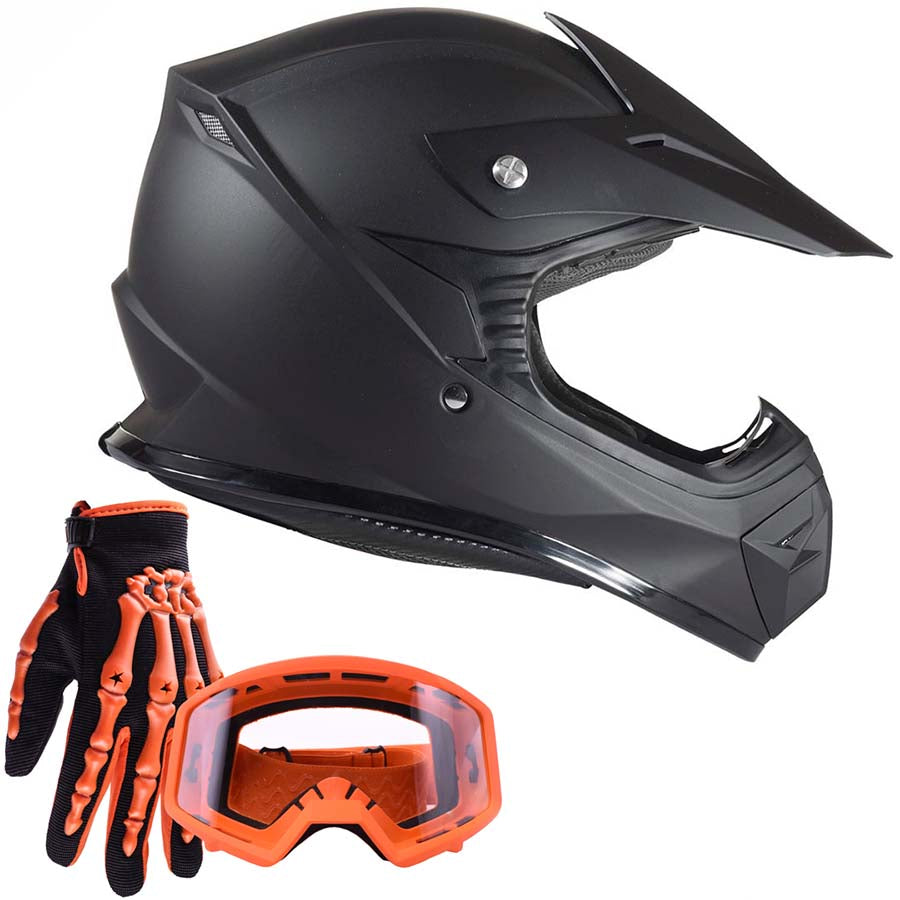 Youth Helmet Combo Matte Black w/ Orange - Main Image