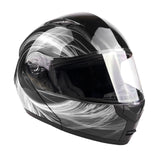 Black/White Adult Modular Flip up Snowmobile Helmet with dual lens anti fog shield and drop down sun-glass
