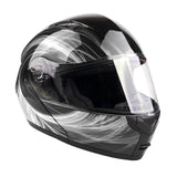 Black/White Dual Visor Adult Modular Flip up Snowmobile Helmet - TH158