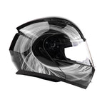 Black/White Adult Modular Flip up Snowmobile Helmet with dual lens anti fog shield and drop down sun-glass