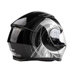 Black/White Adult Modular Flip up Snowmobile Helmet with dual lens anti fog shield and drop down sun-glass