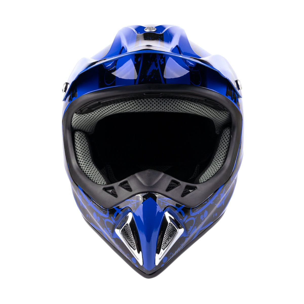 Blue Adult Motocross Helmet w/ Blue Gloves & Goggles | Typhoon Helmets