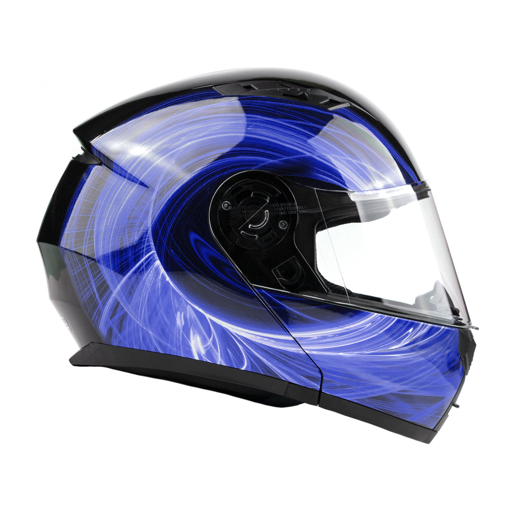 Blue Swirl Dual Visor Adult Modular Motorcycle Typhoon Helmet Typhoon Helmets Blue Swirl Dual Visor Adult Modular Motorcycle Typhoon Helmet Typhoon Helmets