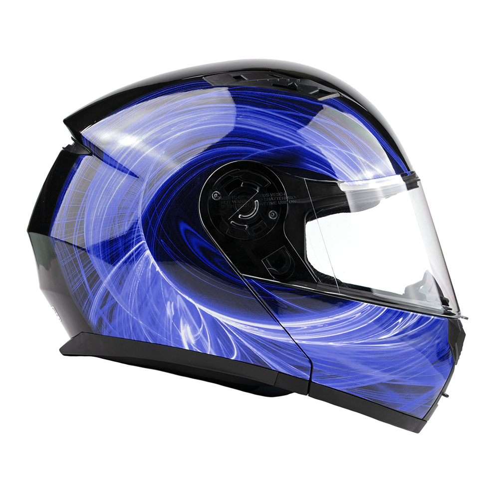 Blue Dual Visor Adult Modular Snowmobile Typhoon Helmet TH158 S