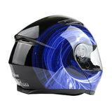 Blue Adult Modular Flip up Snowmobile Helmet with dual lens anti fog shield and drop down sun-glass