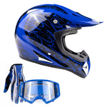 Adult Blue Helmet Combo w/ Blue Gloves and Goggles
