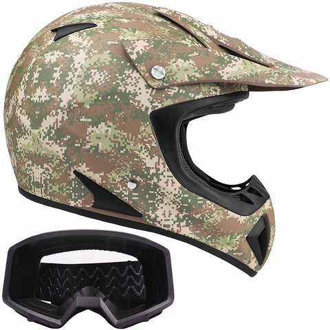 Adult Helmet Camo with Matte Black Goggles