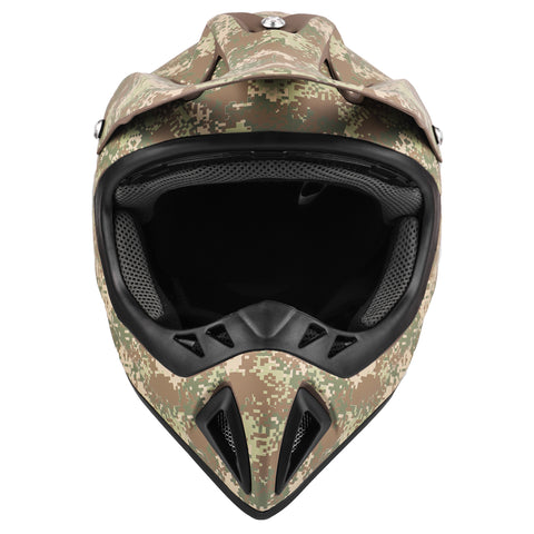black camo motorcycle helmet Adult Helmet Camo with Matte Black Goggles