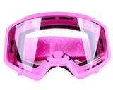 Matte Black Helmet, Pink Gloves, Goggles & Pee-Wee Chest Protector