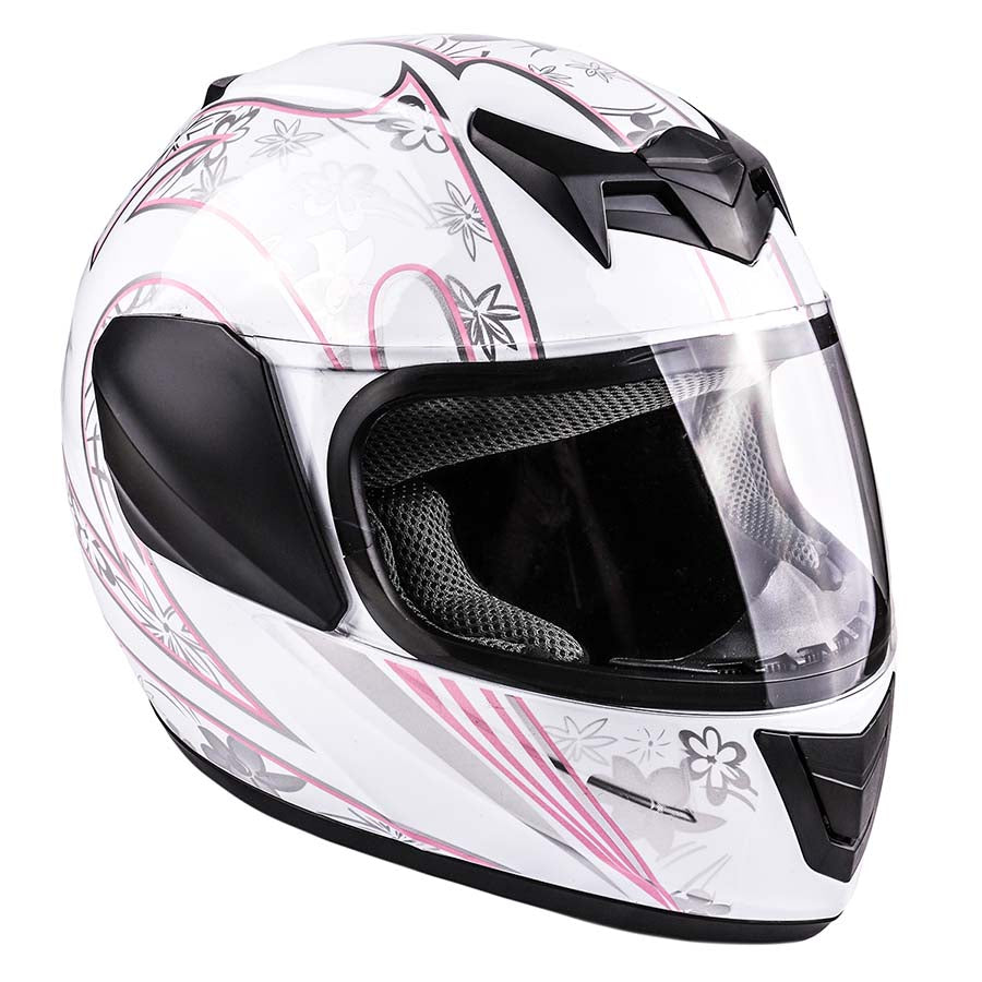 full face motorcycle helmets patterned White Youth Full Face Motorcycle Helmet xLARGE