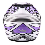Motorcycle Combo - Youth Full Face Purple Helmet With Gloves