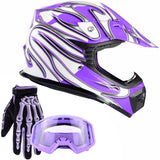Purple Youth Combo - Helmet Gloves and Goggles