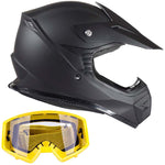 Youth Matte Black Helmet and Yellow Goggles
